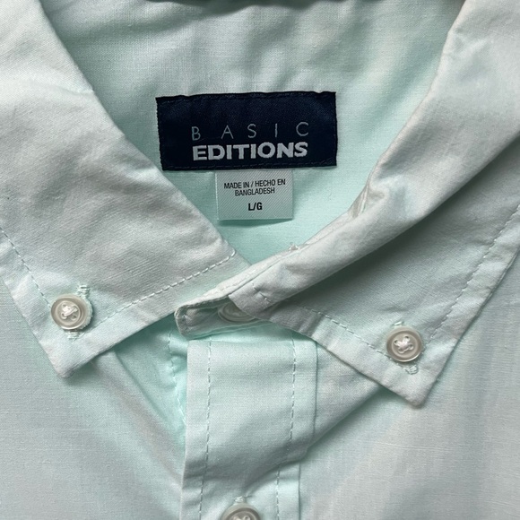 Basic Editions Mint Green Casual Button Down Shirt. Size Large - Picture 2 of 5
